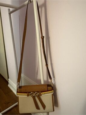 Kate Spade Canvas Crossbody Bag in Tan and Cream